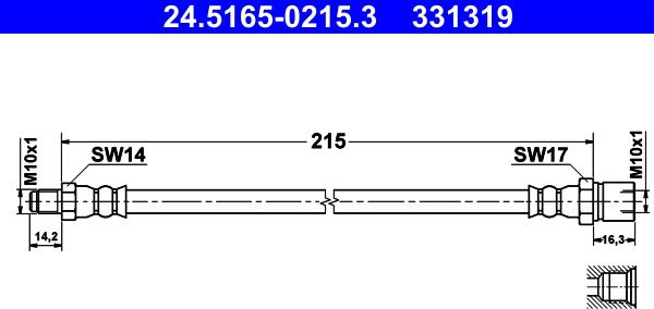 ATE 24.5165-0215.3 - Тормозной шланг autospares.lv