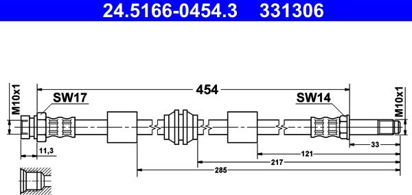 ATE 24.5166-0454.3 - Тормозной шланг autospares.lv