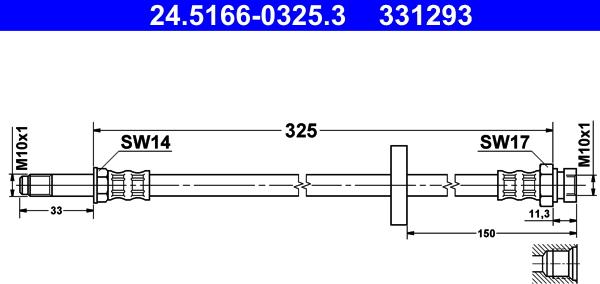 ATE 24.5166-0325.3 - Тормозной шланг autospares.lv