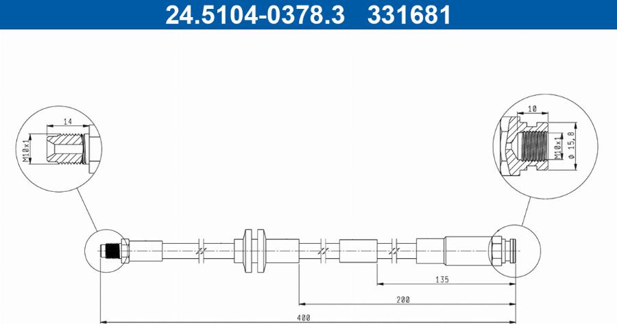 ATE 24.5104-0378.3 - Тормозной шланг autospares.lv