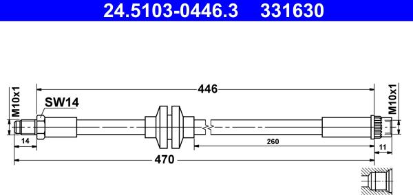 ATE 24.5103-0446.3 - Тормозной шланг autospares.lv