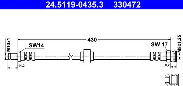 ATE 24.5119-0435.3 - Тормозной шланг autospares.lv