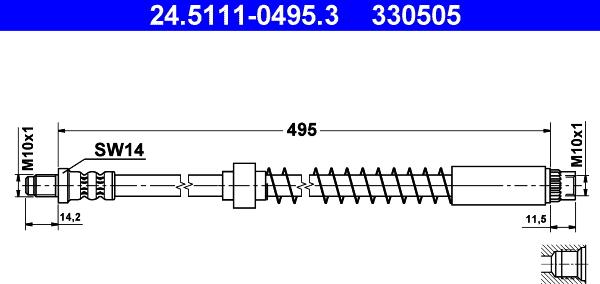 ATE 24.5111-0495.3 - Тормозной шланг autospares.lv