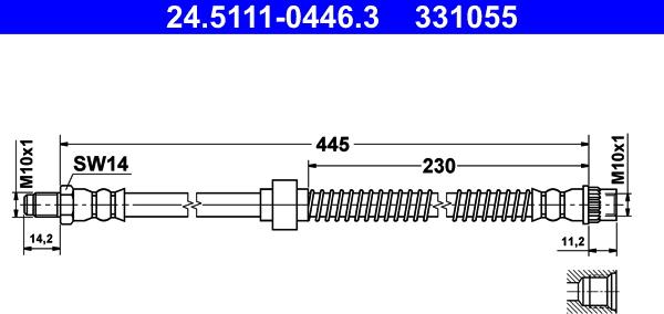 ATE 24.5111-0446.3 - Тормозной шланг autospares.lv