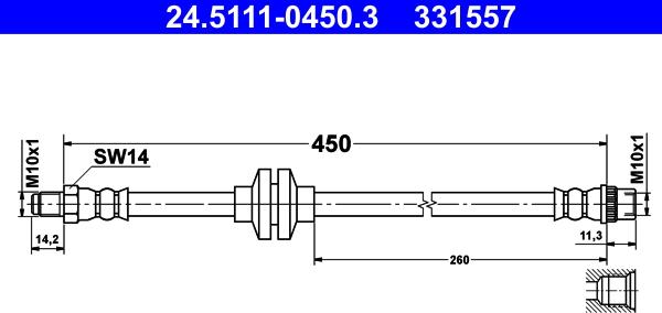 ATE 24.5111-0450.3 - Тормозной шланг autospares.lv