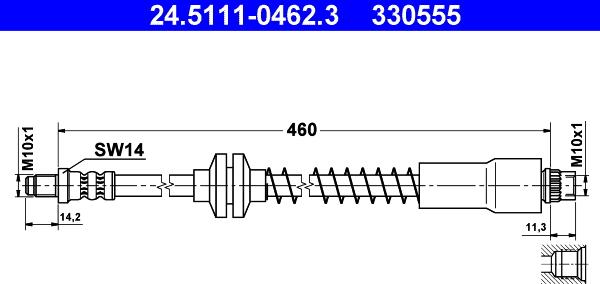 ATE 24.5111-0462.3 - Тормозной шланг autospares.lv