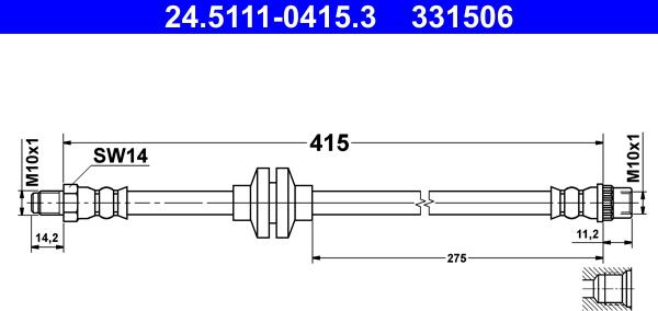 ATE 24.5111-0415.3 - Тормозной шланг autospares.lv