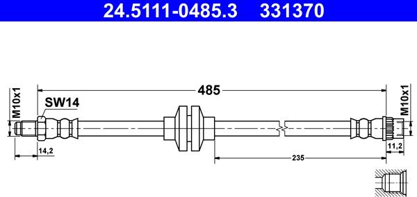 ATE 24.5111-0485.3 - Тормозной шланг autospares.lv