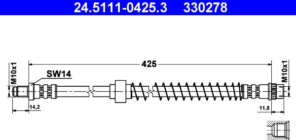 ATE 24.5111-0425.3 - Тормозной шланг autospares.lv