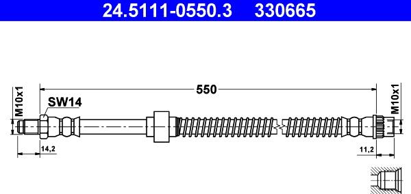 ATE 24.5111-0550.3 - Тормозной шланг autospares.lv