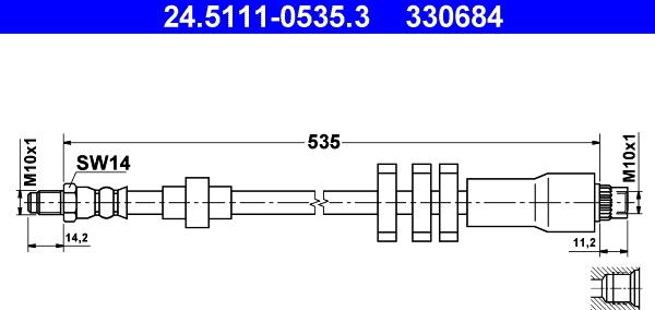 ATE 24.5111-0535.3 - Тормозной шланг autospares.lv