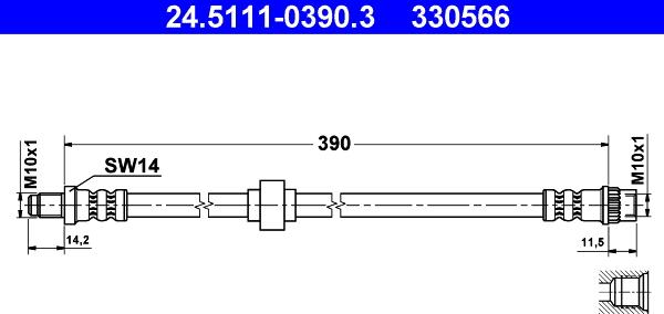 ATE 24.5111-0390.3 - Тормозной шланг autospares.lv