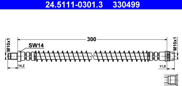 ATE 24.5111-0301.3 - Тормозной шланг autospares.lv