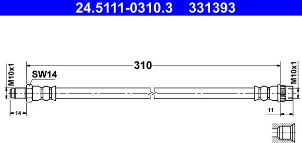 ATE 24.5111-0310.3 - Тормозной шланг autospares.lv