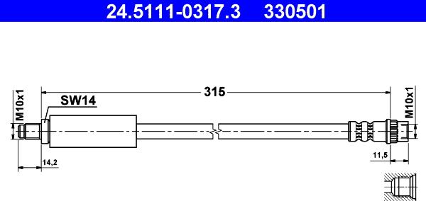 ATE 24.5111-0317.3 - Тормозной шланг autospares.lv