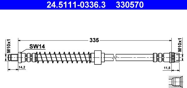 ATE 24.5111-0336.3 - Тормозной шланг autospares.lv