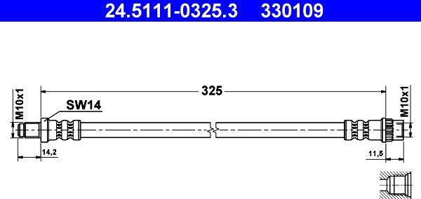 ATE 24.5111-0325.3 - Тормозной шланг autospares.lv