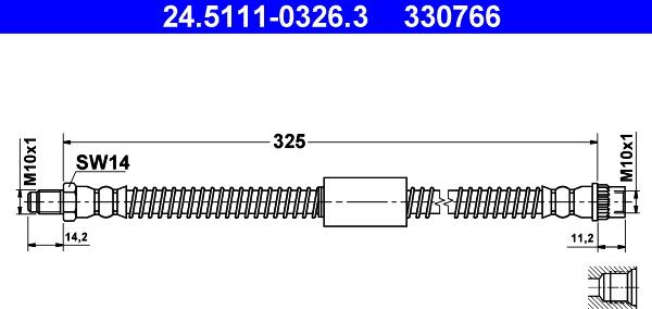 ATE 24.5111-0326.3 - Тормозной шланг autospares.lv