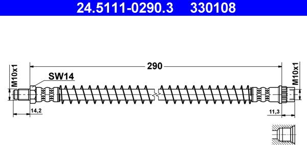 ATE 24.5111-0290.3 - Тормозной шланг autospares.lv