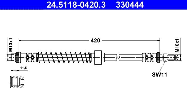 ATE 24.5118-0420.3 - Тормозной шланг autospares.lv