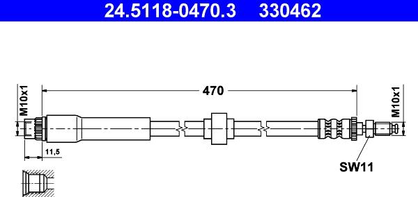 ATE 24.5118-0470.3 - Тормозной шланг autospares.lv