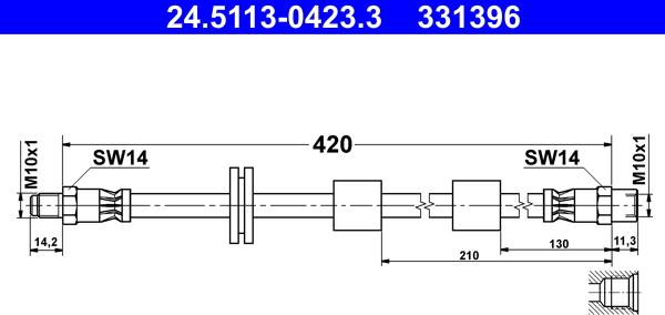 ATE 24.5113-0423.3 - Тормозной шланг autospares.lv