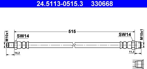 ATE 24.5113-0515.3 - Тормозной шланг autospares.lv