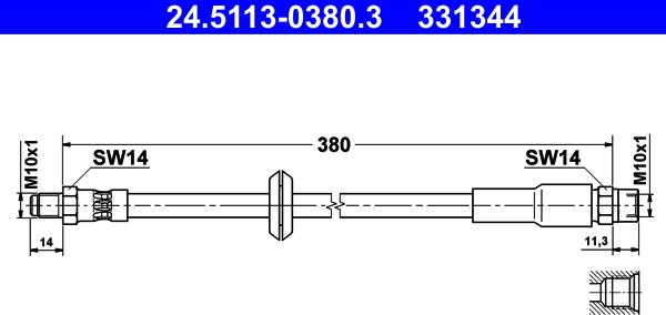 ATE 24.5113-0380.3 - Тормозной шланг autospares.lv