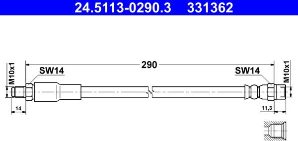 ATE 24.5113-0290.3 - Тормозной шланг autospares.lv