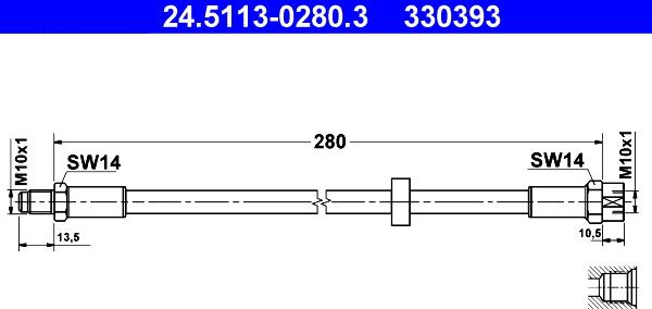 ATE 24.5113-0280.3 - Тормозной шланг autospares.lv