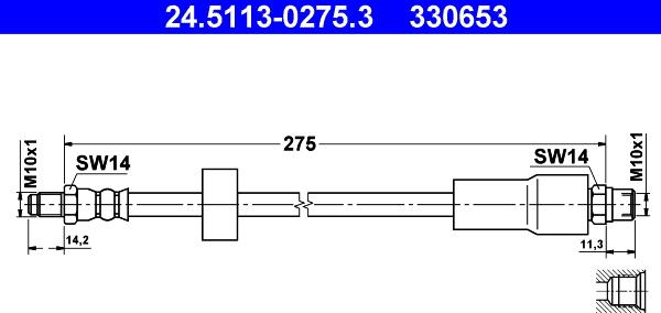 ATE 24.5113-0275.3 - Тормозной шланг autospares.lv