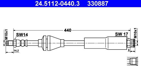 ATE 24.5112-0440.3 - Тормозной шланг autospares.lv