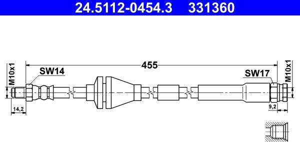 ATE 24.5112-0454.3 - Тормозной шланг autospares.lv