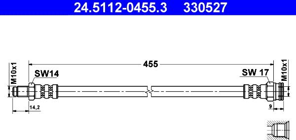 ATE 24.5112-0455.3 - Тормозной шланг autospares.lv