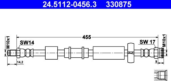 ATE 24.5112-0456.3 - Тормозной шланг autospares.lv