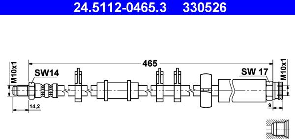 ATE 24.5112-0465.3 - Тормозной шланг autospares.lv