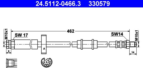 ATE 24.5112-0466.3 - Тормозной шланг autospares.lv