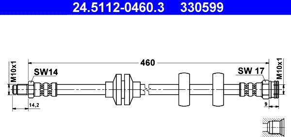 ATE 24.5112-0460.3 - Тормозной шланг autospares.lv