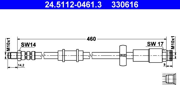 ATE 24.5112-0461.3 - Тормозной шланг autospares.lv