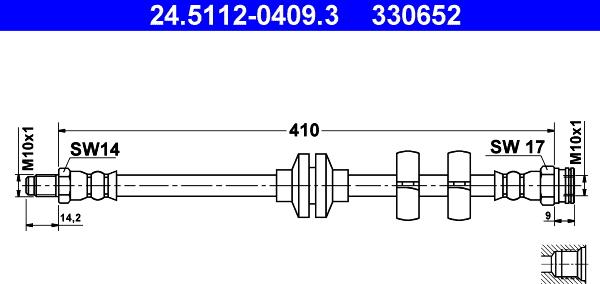 ATE 24.5112-0409.3 - Тормозной шланг autospares.lv