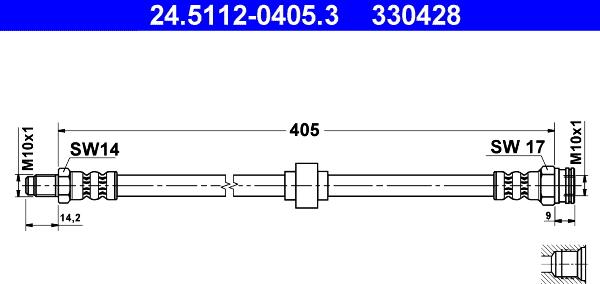 ATE 24.5112-0405.3 - Тормозной шланг autospares.lv