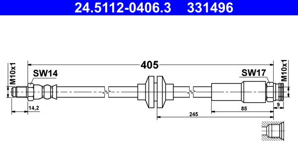 ATE 24.5112-0406.3 - Тормозной шланг autospares.lv