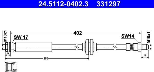 ATE 24.5112-0402.3 - Тормозной шланг autospares.lv