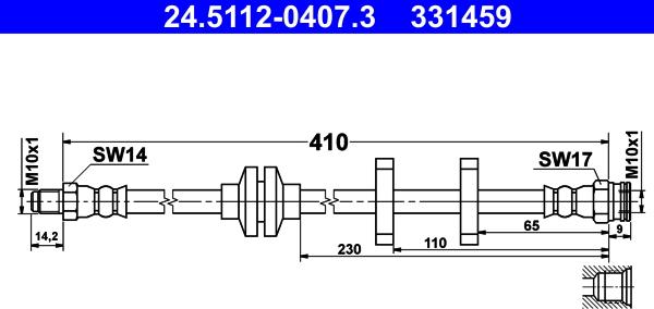 ATE 24.5112-0407.3 - Тормозной шланг autospares.lv