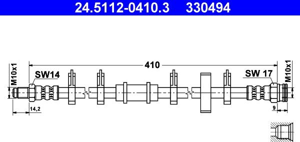 ATE 24.5112-0410.3 - Тормозной шланг autospares.lv