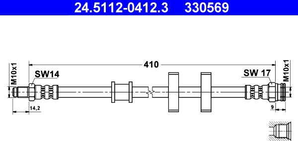 ATE 24.5112-0412.3 - Тормозной шланг autospares.lv