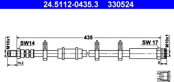 ATE 24.5112-0435.3 - Тормозной шланг autospares.lv