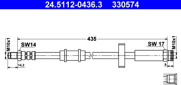 ATE 24.5112-0436.3 - Тормозной шланг autospares.lv