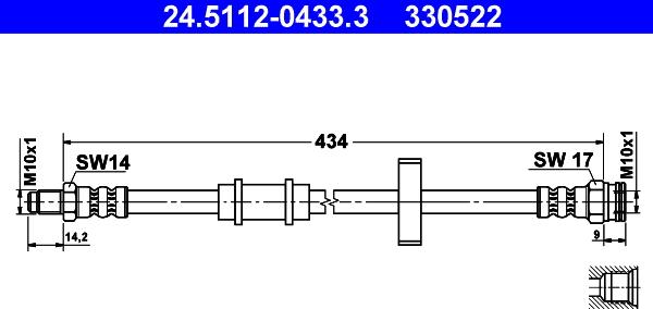 ATE 24.5112-0433.3 - Тормозной шланг autospares.lv