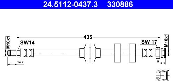 ATE 24.5112-0437.3 - Тормозной шланг autospares.lv